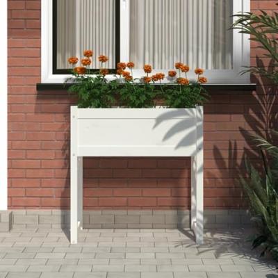 Plantenbak 78x40x81 cm massief grenenhout wit
