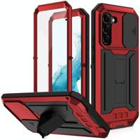 Voor Samsung Galaxy S22 5G R-Just Sliding Camera Metal + Siliconen Houder Phone Case - thumbnail