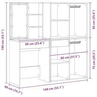 LED Kaptafel Zwart eiken 140 x 40 x 140 cm Bewerkt hout - thumbnail