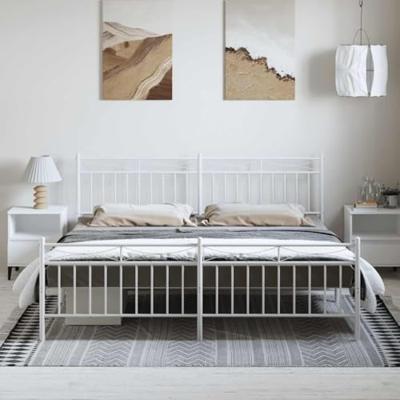 Bedframe met hoofd- en voeteneinde metaal wit 193x203 cm Bedframe met hoofd- en voeteneinde metaal wit 193x203 cm