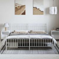 Bedframe met hoofd- en voeteneinde metaal wit 193x203 cm - thumbnail