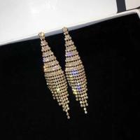 Super Flash Diamond tweekleurige Tassel Earrings voor vrouwen (gouden clip earings) - thumbnail