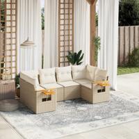 6-delige Loungeset met kussens poly rattan beige - thumbnail