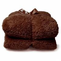 Unique Living Plaid Teddy - Bruin - Polyester - 150x200x0cm (BxHxD) - thumbnail