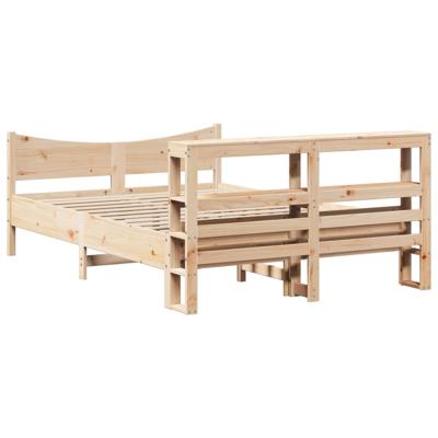 Bedframe met hoofdbord massief grenenhout 140x190 cm - thumbnail