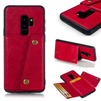 Lederen beschermhoes voor Galaxy S9 plus (rood)