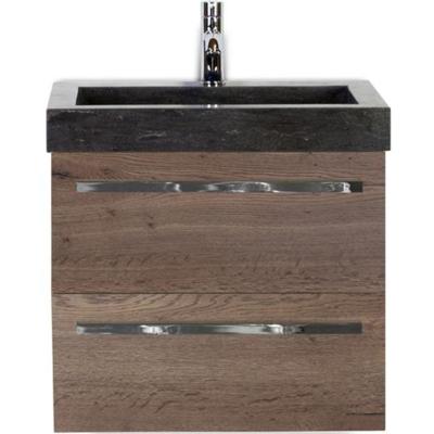 Seville Badmeubelset 60 cm - Tabacco - Wastafel Hardsteen Wit Lucca