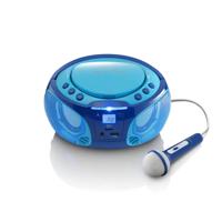 Draagbare FM Radio CD/MP3/USB Microfoon & Lichteffecten Blauw - thumbnail