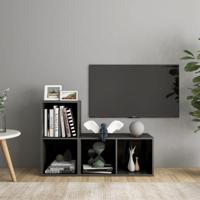 Tv-meubelen 2 st 72x35x36,5 cm bewerkt hout hoogglans grijs - thumbnail