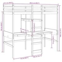 Hoogslaper met bureau en schappen grenenhout wasbruin 90x200cm - thumbnail