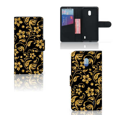 Nokia 2.2 Hoesje Gouden Bloemen Nokia 2.2 Hoesje Gouden Bloemen