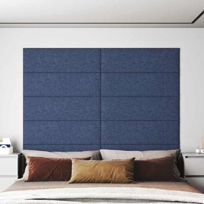 Wandpanelen 12 st 3,24 m 90x30 cm stof blauw