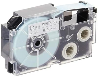 Gelamineerde Tape voor Labelmakers Casio XR-12WE Wit Zwart - thumbnail