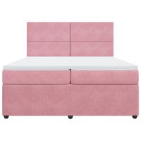 Boxspring met matras fluweel roze 200x200 cm - thumbnail