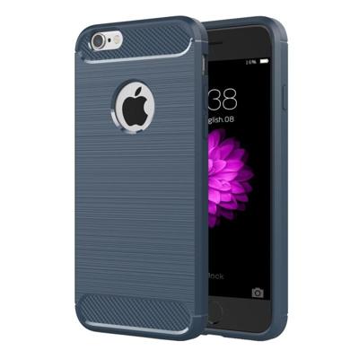 Voor iPhone 6 & 6s geborsteld textuur Fiber TPU ruige Armor beschermende Case(Dark Blue)