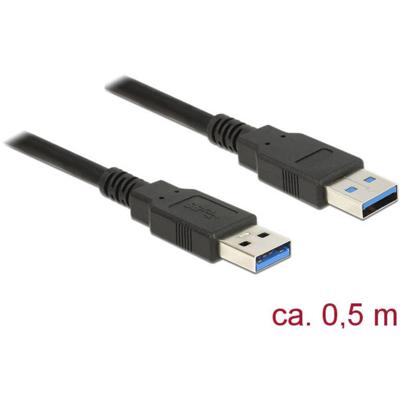 Delock 85059 Kabel USB 3.0 Type-A male > USB 3.0 Type-A male 0,5 m zwart Delock 85059 Kabel USB 3.0 Type-A male > USB 3.0 Type-A male 0,5 m zwart