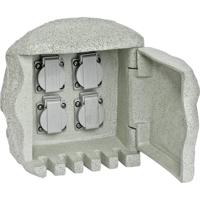 EVN 230418 Buitenstopcontact 4-voudig Granietgrijs (mat) Steenlook - thumbnail