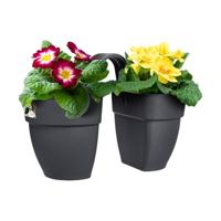 ELHO - Bloempot - Vibia Campana Flower Twin 21 - Antraciet - Buitenbalkon - L 38,4 x B 20,5 x H 26,5 cm - thumbnail