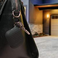 Keyring Case voor AirPods 1 en 2 - Siliconen AirPods-case met textuurpatroon, oplaadlampje zichtbaar, oppervlakteafwerking met extra grip, inclusief sleutelring, compatibel met draadloos opladen - Stealth-zwart - thumbnail