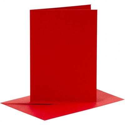 Creativ Company Kaarten en enveloppen, afmeting kaart 10,5x15 cm, afmeting envelop 11,5x16,5 cm, 110+230 gr, rood, 6 set/ 1 doos