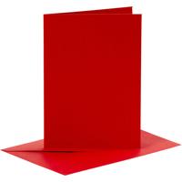 Creativ Company Kaarten en enveloppen, afmeting kaart 10,5x15 cm, afmeting envelop 11,5x16,5 cm, 110+230 gr, rood, 6 set/ 1 doos - thumbnail