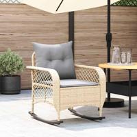 Tuinschommelstoel met kussens poly rattan beige - thumbnail