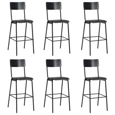 Barstoelen 6 st massief multiplex staal zwart