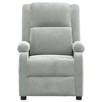 Massagestoel elektrisch fluweel lichtgrijs - thumbnail