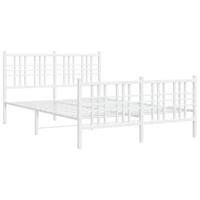 Bedframe met hoofd- en voeteneinde metaal wit 137x190 cm - thumbnail