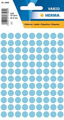 Etiket HERMA 1843 rond 8mm blauw 540stuks