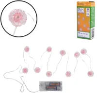 Lichtketting roze bloemen LED op batterij 120 cm | 25 stuks - thumbnail