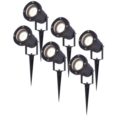 Set van 6 LED prikspots - 4 Watt 345 Lumen - Dimbaar - Kantelbaar - 4000K neutraal wit - GU10 - IP64 Waterdicht - Zwart - Tuinspots
