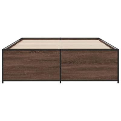 Bedframe bewerkt hout metaal bruin eikenkleur 120x190 cm