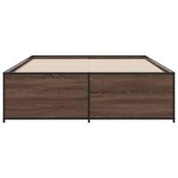 Bedframe bewerkt hout metaal bruin eikenkleur 120x190 cm - thumbnail