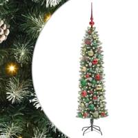 VidaXL Kunstmatige slanke kerstboom met 150 led groen en wit 120 cm - thumbnail