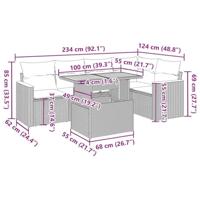 6-delige Loungeset met kussens poly rattan acacia beige - thumbnail