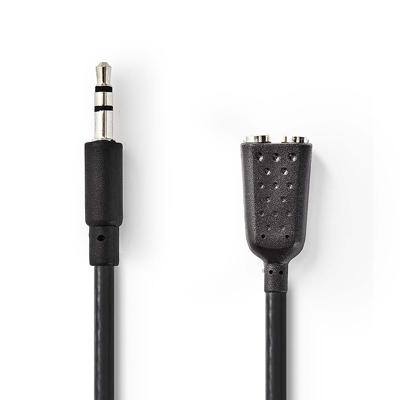 Stereo-Audiokabel | 3,5 mm Male - 2x 3,5 mm Female | 0,2 m | Zwart Stereo-Audiokabel | 3,5 mm Male - 2x 3,5 mm Female | 0,2 m | Zwart