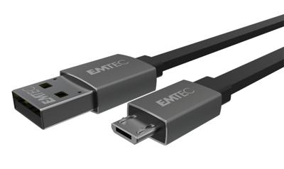 Emtec ECCHAT700MB USB-A/Micro-USB-kabel, collectie T700, voor smartphone en tablet, 120 cm platte kabel