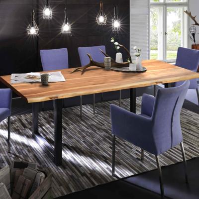 Artistiq Boomstam Eettafel 'Tristina' Acaciahout, 160 x 85cm, kleur Zwart Artistiq Boomstam Eettafel 'Tristina' Acaciahout, 160 x 85cm, kleur Zwart