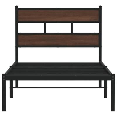Bedframe met hoofdbord zonder matras bruin eikenkleur 80x200 cm