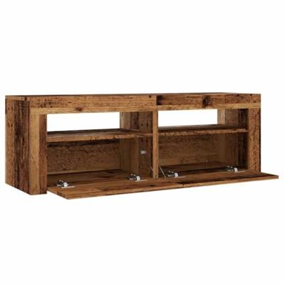 Tv-meubel met LED 120x35x40 cm bewerkt hout oud hout Tv-meubel met LED 120x35x40 cm bewerkt hout oud hout
