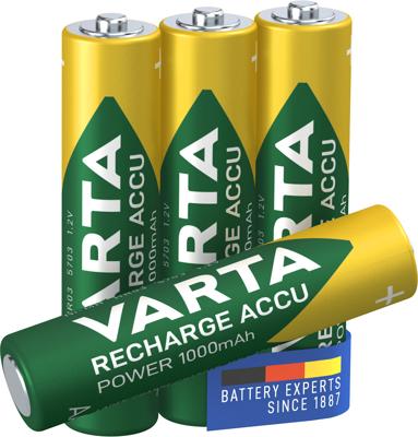 Varta hr03 nimh aaa oplaadbare batterij (4 stuks)