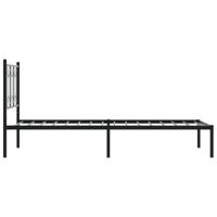 Bedframe met hoofdbord metaal zwart 90x200 cm - thumbnail
