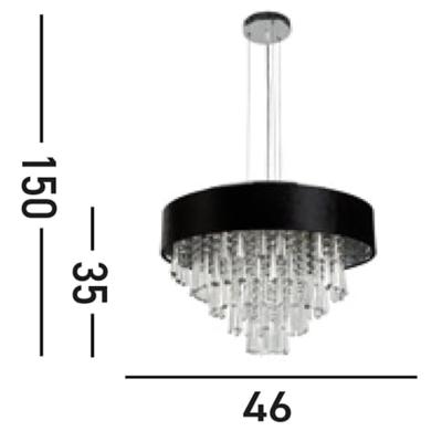 Searchlight KroonluchterGlamour zwart met chroom - 50818-5BK
