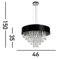 Searchlight KroonluchterGlamour zwart met chroom - 50818-5BK - thumbnail