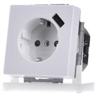 Busch Jaeger stopcontact met usb lader solo wit 2011-0-6161 - thumbnail