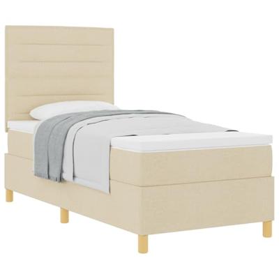 Boxspringbed met matras met hoofdeinde Crème 90 x 190 cm Stof