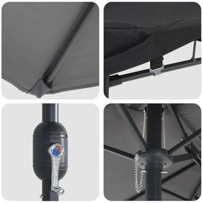 Tuinparasol Antraciet 385 x 209 x 244 cm Stof Tuinparasol Antraciet 385 x 209 x 244 cm Stof