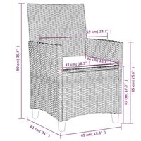 Tuinstoelen 2 st met kussens poly rattan en massief hout grijs - thumbnail