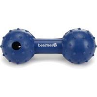 Rubber hondenspeeltje halter met bel massief blauw 11.5 cm - thumbnail